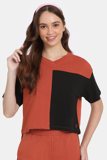 Buy Rosaline Crop Length Loungewear Top - Burnt Ochre